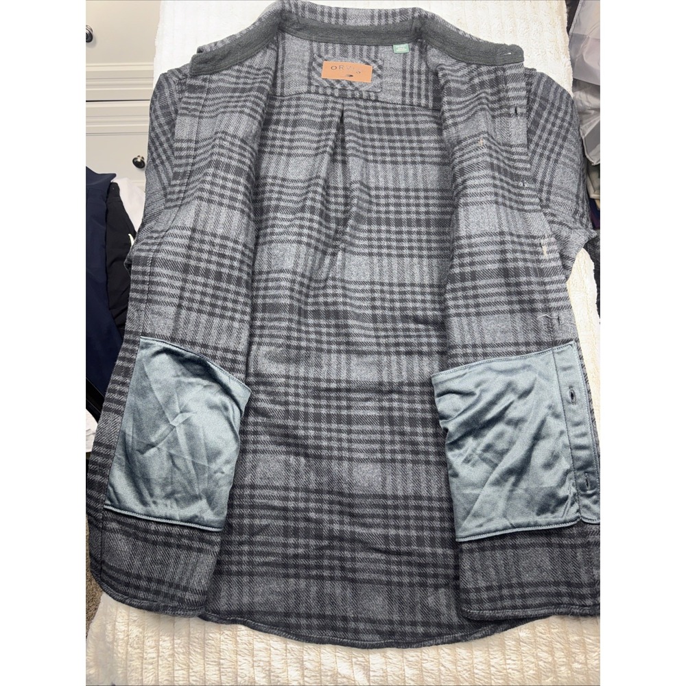 Orvis Men's XXL Heavyweight Flannel Shirt Jacket Gray Plaid Shacket Nice Shacket - Picture 11 of 13